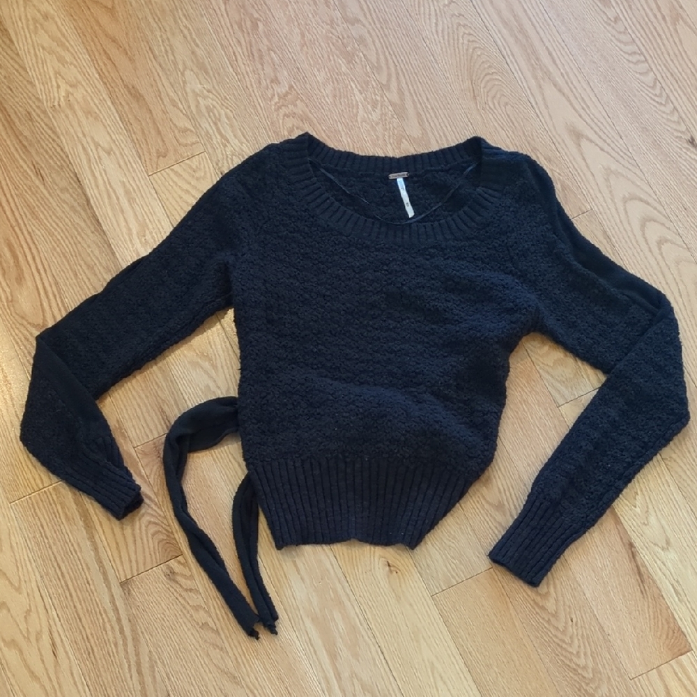 Free People Black Textured Women's Sweater